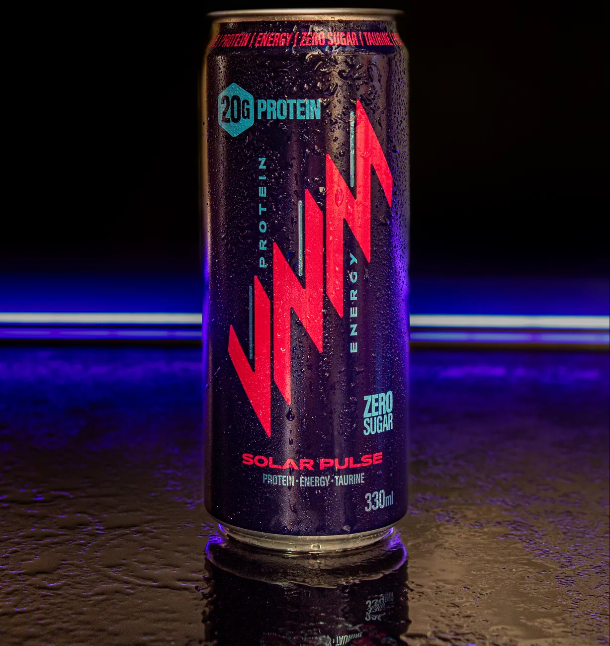 Ice-cold VNM can under neon light